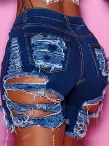 Ripped Skinny Women's Denim Shorts
