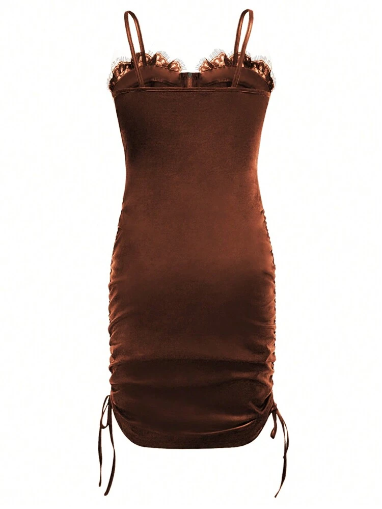 Women Fashion Solid Color Zipper Strap Dress