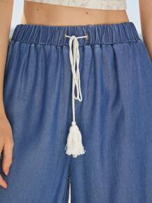 Forever 21 Casual, Comfortable And Lightweight Oversized Wide-Leg Jeans For Vacation And Summer - Blue - View 6