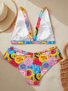 Mr Men Little Miss X SHEIN Bộ bikini hở lưng họa tiết hoạt hình cỡ lớn, mùa hè - Nhiều màu - Xem 2