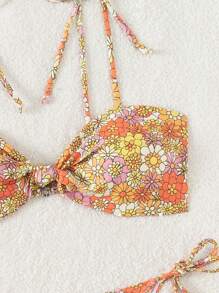 SHEIN Swim Floral Print Holiday Bikini Set With Shoulder Straps For Women, Pattern Random Summer - Multicolor - View 5