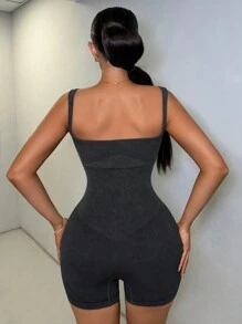 SHEIN SXY 女士綁帶方頸露背無袖連體褲，夏季緊身舒適款式