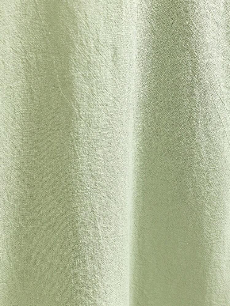 SHEIN Set de 2 piezas de camisa de manga corta de unicolor y pantalones casuales y sueltos con cuello alto para niños preadolescentes - verde menta - Añade 4