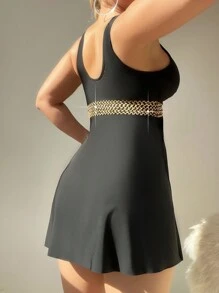 SHEIN Swim Summer Women Vacation Matching Tankini And Bottoms Set, 2pcs - Black - View 2