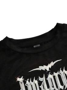 Cloud Mùa hè Ngắn tay Vòng cổ Gầy In thư Áo thun - màu đen - Xem 3