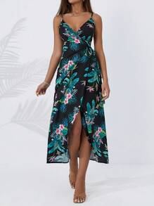 RueChic Women's Simple Plant Print Daily Cami Dress - Multicolor - View 1