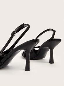 2025秋冬季性感黑色尖头绑带搭扣细高跟凉鞋，适合婚礼派对，优雅女士高跟鞋，高贵典雅