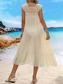 Breezaya Women's Solid Color Sleeveless Beach Dress, Perfect For Vacation - Apricot - View 2
