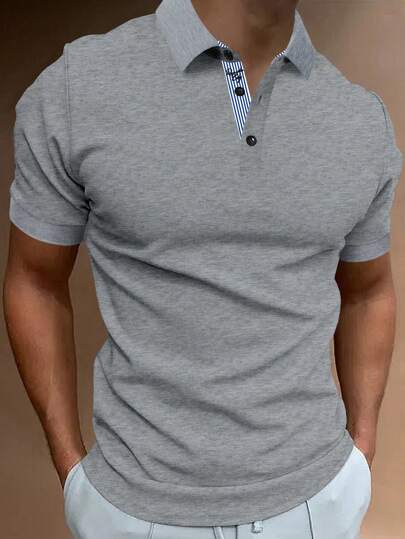 Manfinity Mode Men's Plain And Simple Daily Polo Shirt