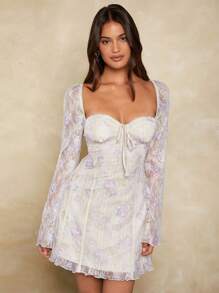 Forever 21 Romantic Date Floral Prints On Lace Corset Dress - Multicolor - View 1