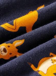 Cozy Pixies Newborn Baby Boy Cartoon Kangaroo Pattern Soft Knit Round Neck Short Sleeve Bodysuit With Lap Shoulder Three-Pack - Navy Blue - View 11