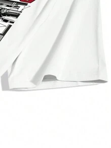 Manfinity LEGND 男士賽車紋下垂肩t恤和短褲套裝 - 彩色 - 查看 6