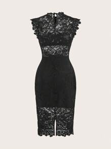 SHEIN Privé 女士中长连衣裙 - 黑色 - 查看 2