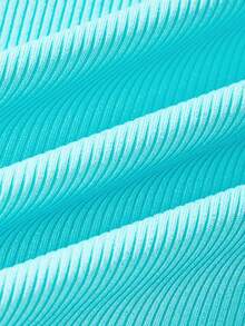 SHEIN 少女4入組夏季純色圓領短袖T恤，配以荷葉邊設計 - 彩色 - 查看 5