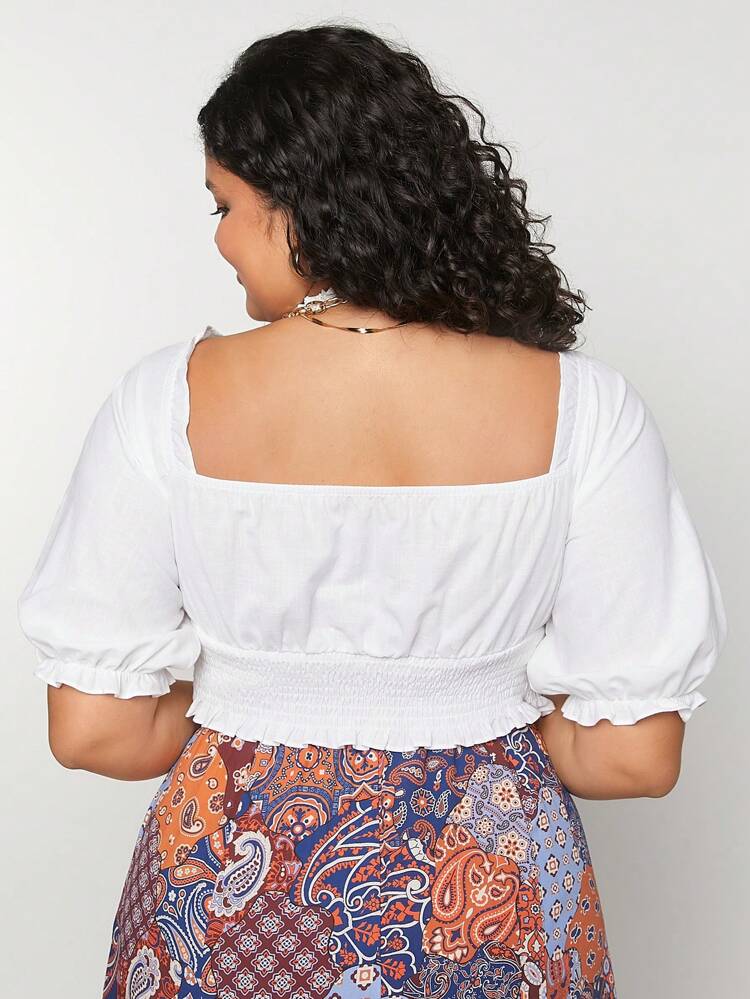 Women's Fashionable Summer Music Festival Dual Wear Short Sleeve Elastic Top