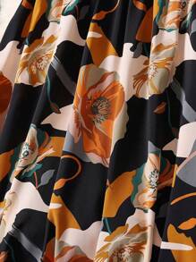 Plus Size Summer Casual Floral Print Loose Skirt - Yellow - View 7