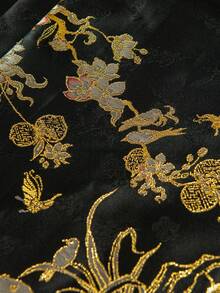 Váy Maxi Jacquard Hoa Phong Cách Trung Hoa Cho Nữ - màu đen - Xem 7