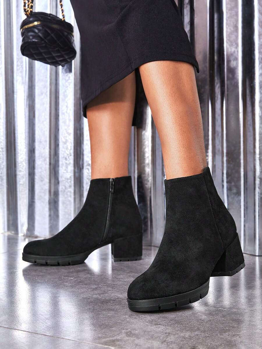 Giày bốt ngắn mũi tròn thời trang thoải mái cho nữ cho mọi dịp Giày đi nghỉ mát Khuyến mãi mùa hè - màu đen - Xem 1