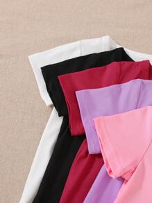 Conjunto de 5 piezas de camisetas de manga corta informales con cuello redondo para bebé niña para el verano