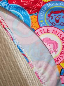 Mr Men Little Miss X SHEIN Bộ bikini hở lưng họa tiết hoạt hình cỡ lớn, mùa hè - Nhiều màu - Xem 6
