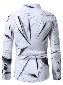 Manfinity AFTRDRK Men's Geometric Printed Casual Long Sleeve Shirt, Spring/Summer - Multicolor - View 2