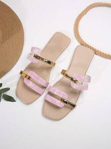 Dép nữ đế phẳng thời trang Dép thoải mái - Màu Hồng Tươi - Xem 3