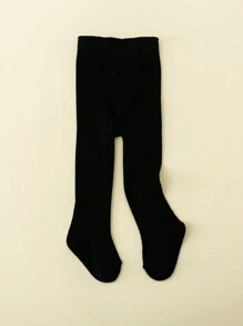 1pc Girls' Black Glossy Tights, Soft & Comfortable For Daily Wear - Black - View 3