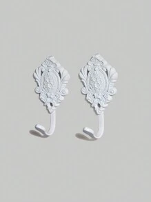 ROMWE Goth 2pcs Vintage Solid Metal Hooks, Ideal For Wall Decoration And Storage