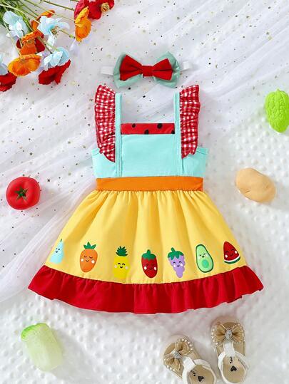 SHEIN Colorful And Vibrant Stylish Dress For Baby Girls