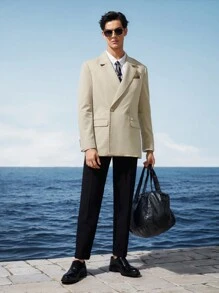 AKNOTIC Business Casual Easy Care Shimmer Men Woven Business Suit Jacket