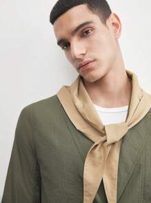 Manfinity VCAY Marynarka męska typu business casual z tkaniny UPF w stylu Old Money, dopasowana do sylwetki, lekka, odpowiednia na lato i jesień/zimę - Wojskowa Zieleń - Zobacz 3