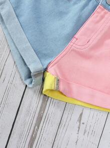 SHEIN Young Girl Cute Multi-Color Denim Shorts For Toddler, School, Campus, College Summer Holiday - Multicolor - View 6