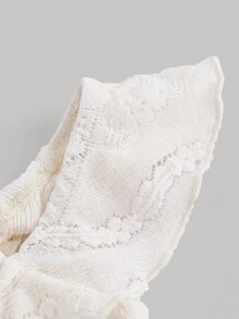 SHEIN MOD 女士露肩荷葉邊提花T恤，拼接雪紡鱗魚尾裙2件套裝 - 杏色 - 查看 4