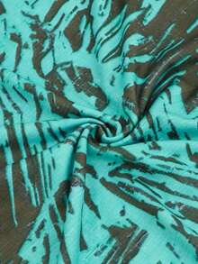 Nueva llegada de camiseta casual para mujer con cuello redondo y mangas cortas con estampado de hojas vintage - Verde - Ver 5