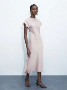 Maija Casual French Style Ladies' Bat Wing Sleeve Round Neck Summer Dress