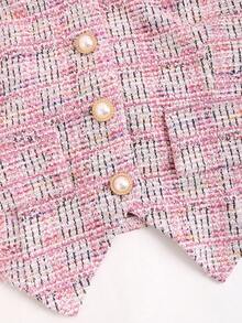 Sweetra Women's Fashionable Plaid Strapless Top And Skirt Set Y2K Outfit  - Ružičasta - Prikaz 5