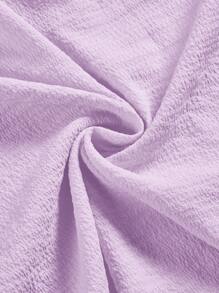 SHEIN MOD 女士纯色结饰和褶饰细节中长休闲吊带连衣裙 - 紫丁香色 - 查看 4