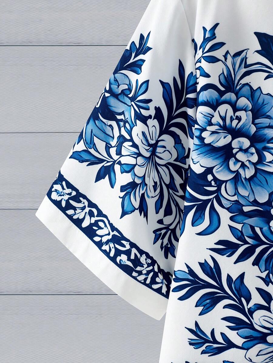 Manfinity RSRT Men's Summer Holiday Floral Print Short Sleeve Casual Shirt SHEIN