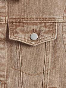 Tween Boy Single Breasted Brown Denim Vest - Brown - View 5