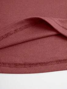 INAWLY Women's Spring/Summer Solid Color Round Neck Long Sleeve Slim Fit Hollow Out T-Shirt Fall Cloth For Women - Rose Red - View 5