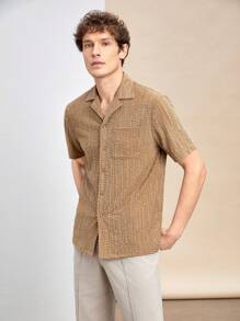 Manfinity VCAY Gebreid casual overhemd met korte mouwen voor heren