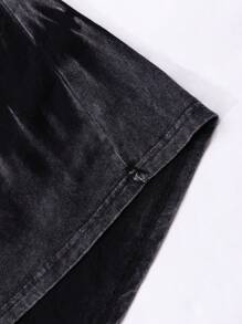 ROMWE MEN Street Life Men's Snow Wash T-Shirt, Suitable For Spring And Summer (Snow Washed Effect Random) - Black - View 5