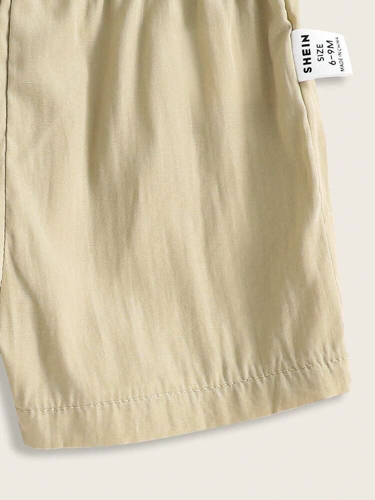 Baby Boys' Classic Chinese-Style Short Sleeve Button-Up Top And Shorts Set For Summer