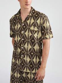 男士印花短袖和短褲家居套裝 - 彩色 - 查看 8