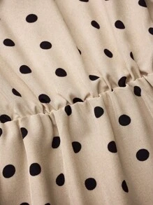 SHEIN Clasi 女士日常穿着简约波尔卡圆点印花圆领短袖连衣裙长款女装 - 彩色 - 查看 5