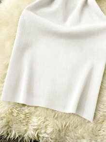 INAWLY 女士印花基礎日常坦克上衣毛衣連衣裙 - 白色 - 查看 5