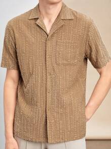 Manfinity VCAY Gebreid casual overhemd met korte mouwen voor heren