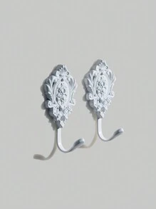 ROMWE Goth 2pcs Vintage Solid Metal Hooks, Ideal For Wall Decoration And Storage