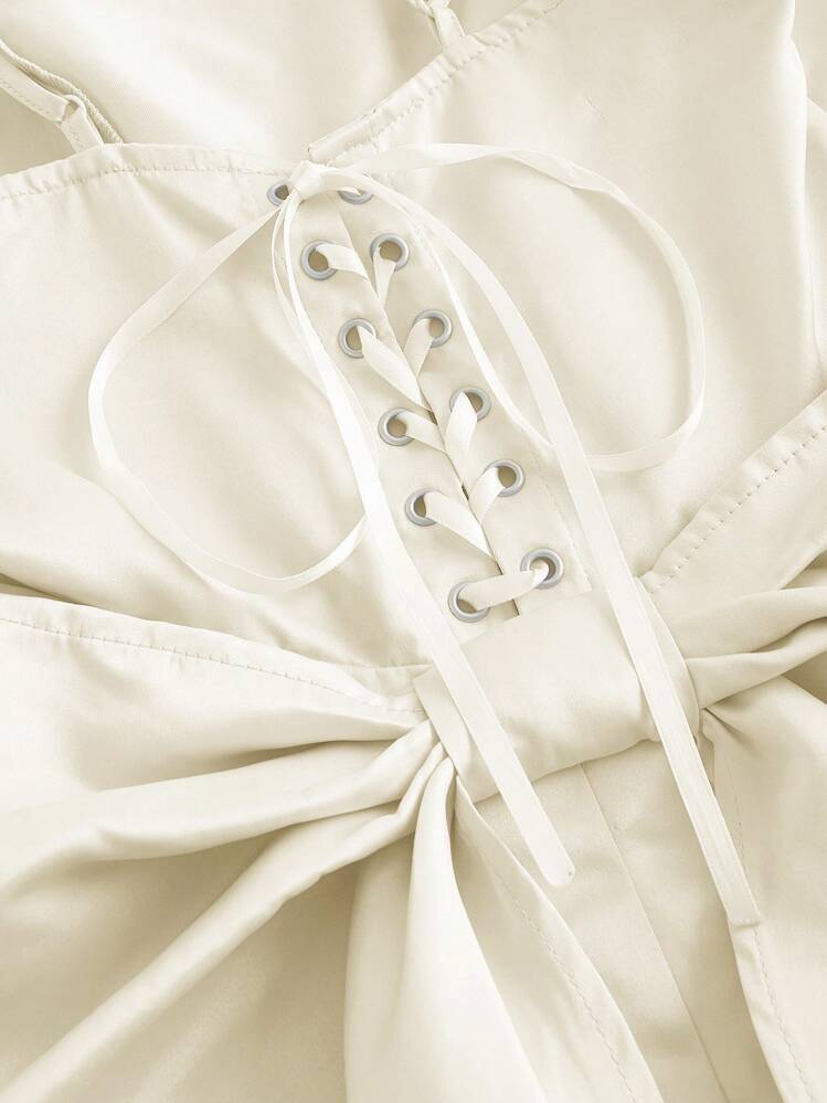 SHEIN MOD Vestido de tirantes elegante de unicolor y simple para uso diario de mujer - Albaricoque - Añade 4