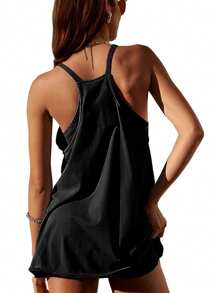 SHEIN Sport Studio 2 In 1 Look Sport Dress With Pockets Short Black Dress Athletic Dress